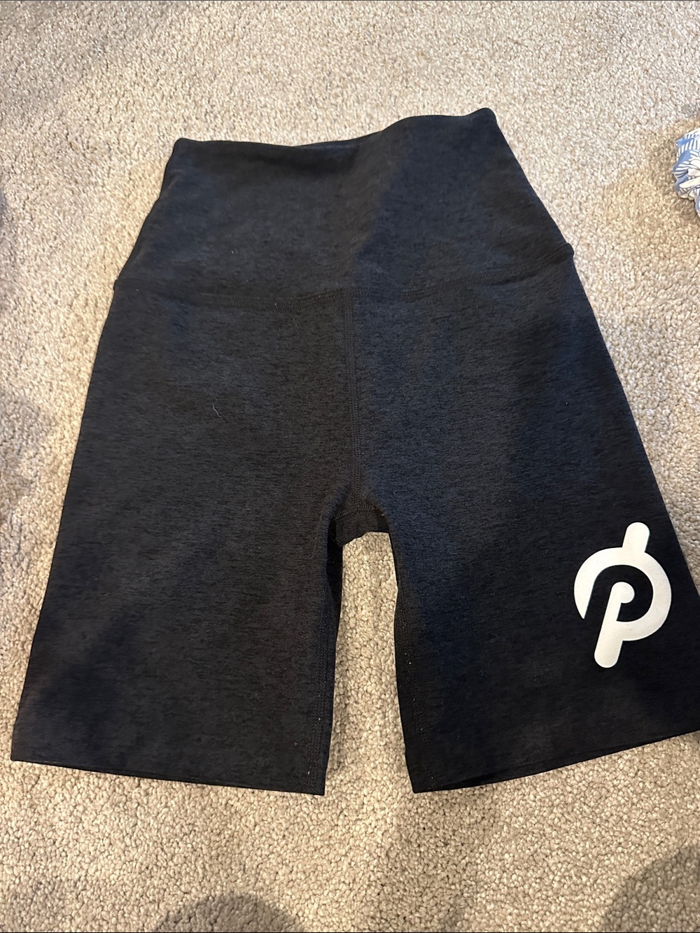 Peloton x Beyond yoga Black High-Waist Bike Shorts with White Logo